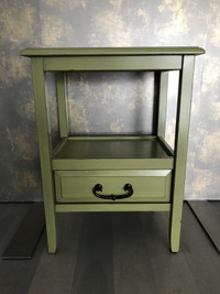 Moss green wood end table from Pier One