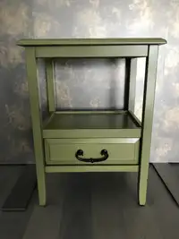 Moss green wood end table from Pier One