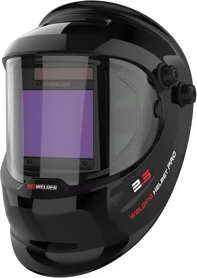 Auto darkening welding helmet with large 3.94x3.23 in view plus side windows; wide shade range for T...