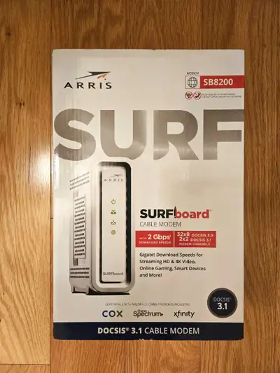 ARRIS Surfboard SB8200 Cable Modem 2Gbps 32x8 Docsis 3.0 2x2 Doc, View more