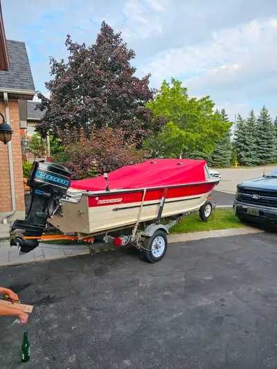 Hi im looking to sell my boat because im looking to upgrade boat hull is aluminum body riveted it is...