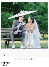Handmade Oiled Paper Umbrella. Just Married Decorations