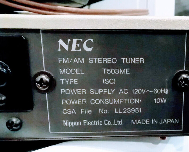 Vintage NEC (Nippon Electric Co) AM/FM Tuner T503ME-made in Jap. dans Appareils électroniques  à Laval/Rive Nord - Image 4