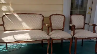 Italian made Louis XV style loveseat and chairs., View more