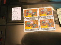 Canada #522iii bloc du centre usagé#522 iii avec un timbre de l