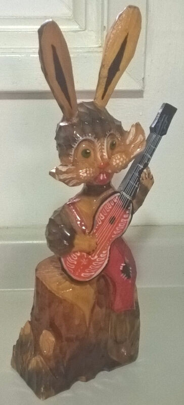 Vintage Old Russian Soviet Carved Wooden Figure Rabbit w/Guitar in Arts & Collectibles in Oshawa / Durham Region - Image 2