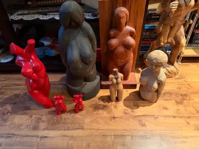 Female Femme Wooden Nude Busts Lot, View more
