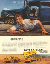 1953 full-page color ad Caterpillar Construction