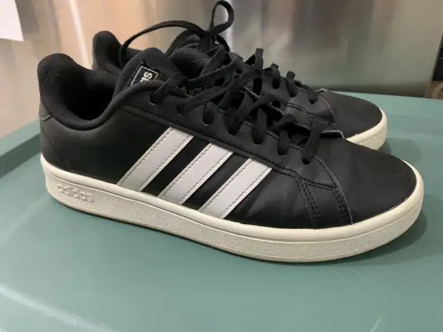 Womens Adidas Grand Court Base Black White sneakers 8.5