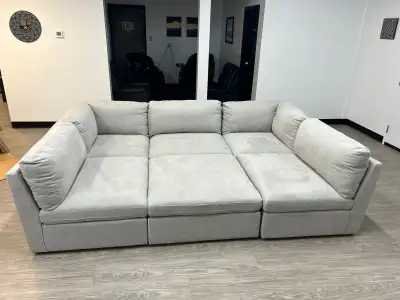 Cloud Couch Sectional Modular in grey Air Suede. NEW