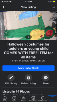 Halloween costumes for toddlers or young child COMES WITH FREE I