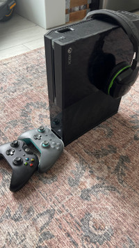 Xbox One with controllers and headset 