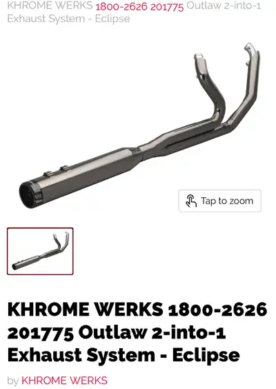 Khrome Werks OUTLAW ECLIPSE® 2 STEP 2-1 HEADER W/4.5" MUFFLER FOR HARLEY DAVIDSON M8. touring chassi...