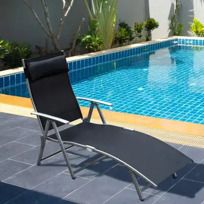 Black Heavy duty Adjustable Folding Reclining Chair  Lounge, View more
