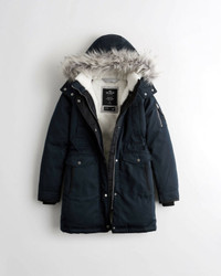 Hollister Sherpa Lined Parka - NAVY