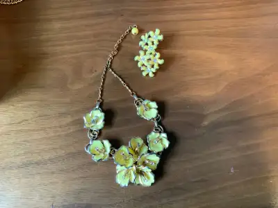 Vintage Yellow Necklace and Earrings Set, View more