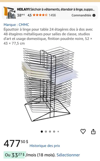 Support pour sécher des dessins, des peintures, des toiles ou des papiers imprimés. 24 étagère dos à...
