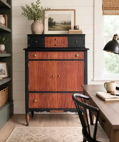 Antique solid wood dresser cabinet hutch storage, View more