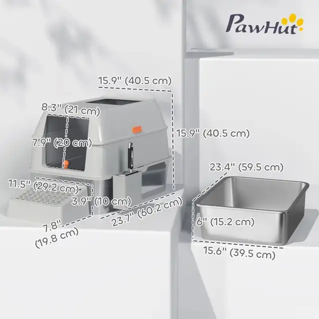 Stainless Steel Cat Litter Box with Lid, Light Grey Color  in Other in Markham / York Region - Image 4