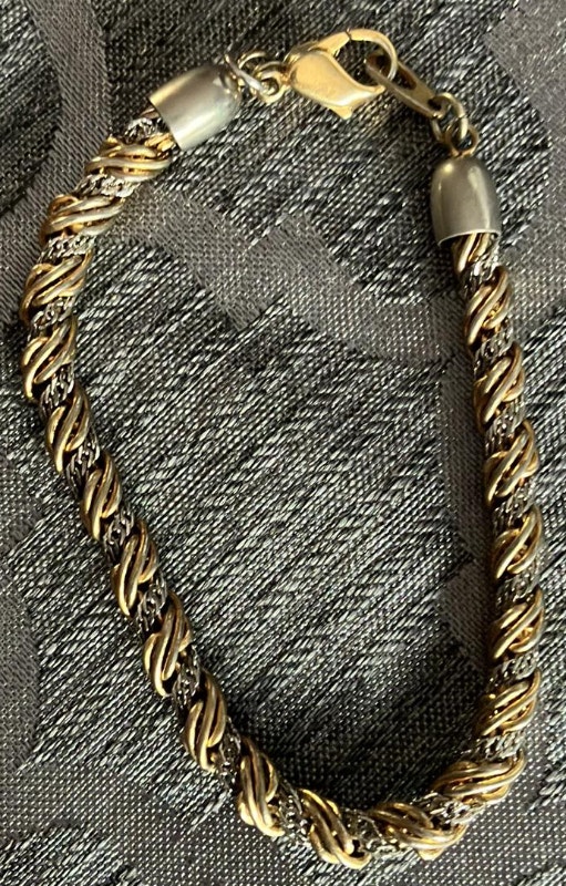 1980 Gold And Silver Plated Rope Chain Bracelet Jewellery