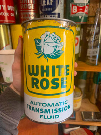 VINTAGE 1950's WHITE ROSE AUTO TRANS FLUID IMPERIAL QUART CAN