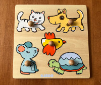 Djeco 5-Piece Wooden Baby Animal Peg Puzzle