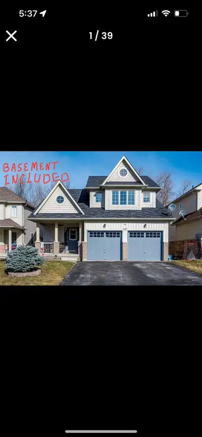 Spacious 3+1 Bed 3.5 Bath house + basement for rent in Lindsay