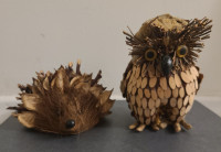 Beautiful Wooden Owl / Hedgehog Decoration Figurine - $25 each