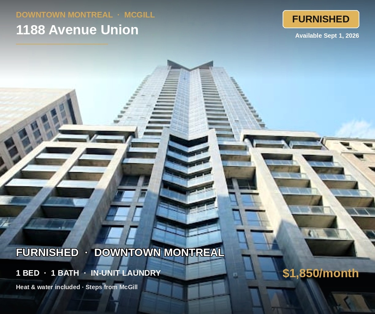 Furnished 3½ 1BR Downtown Montreal -TOM Condos, $1850 — photo 1