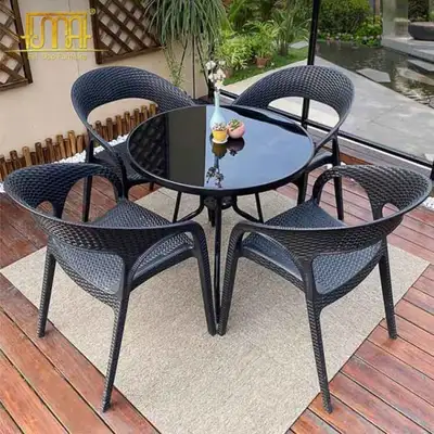 Table et Chaises d'Extérieur en Rotin pour Courtyard et Jardin, View more