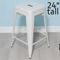 Set of 4, Brand new white 24" tall metal bar stool