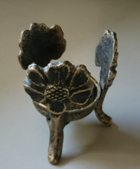 Vintage Cast Iron Floral Footed Tea Light Candle Holder