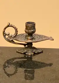 Art Nouveau Brass Genie Lamp Candle Holder