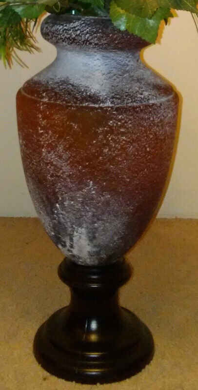 Amber Thick Glass Powdered White Table Vase for sale  