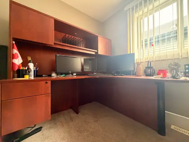 Executive L-Shaped Desk with Hutch + File Cabinet in Desks in Calgary - Image 2