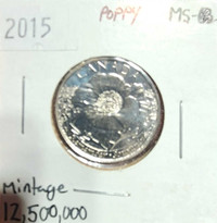 2015 poppy quarter. Mint state uncirculated 
