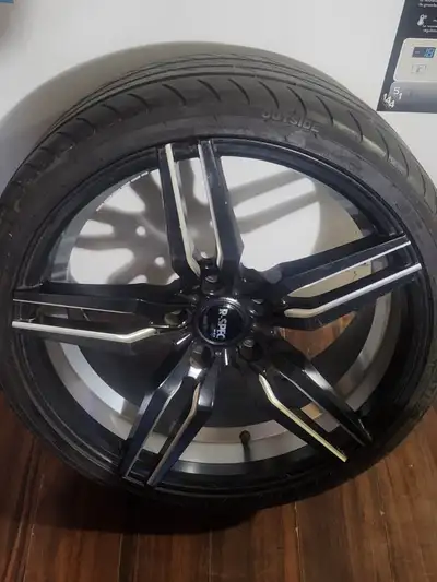 Selling a set of staggered R-Spec rims 5x120 front tires are 235 35/19 but you would have to replace...