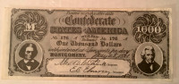 1962 Topps Civil War News Currency- Rare $1000 bill