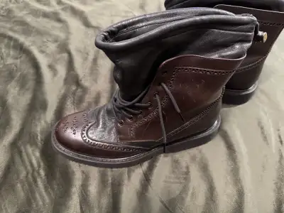 New Prada Mens Wingtip Leather Boots, View more