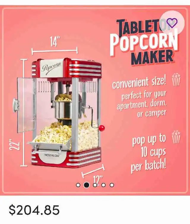 Nostalgia Popcorn Machine - BRAND NEW! NEVER BEEN OPENED!  in Microwaves & Cookers in Winnipeg - Image 2