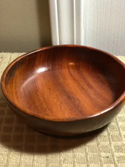 Possibly Teak 6 3/4" Diameter By 1 3/4" Deep Snack Bowl, View more