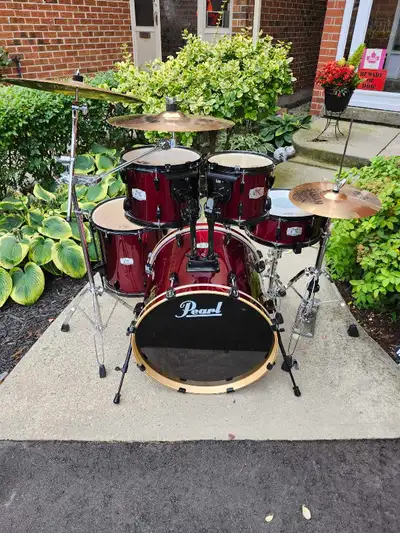 5 pc. Pearl Export drums, hardware, upgraded Sabian cymbals., View more