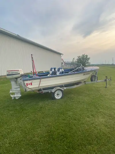 14 ft fishing boat with 55 hp Johnson motor Had motor serviced this spring by a certified mechanic N...