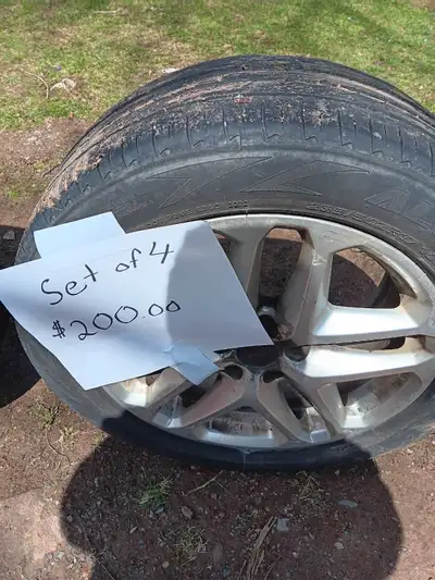 A set of 4 235/50 R17 summer tires with aluminum rims 200$....set of 4 225/60/r16 winter tires with...