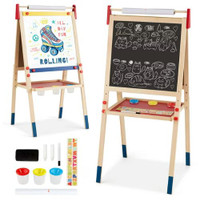 All-in-One Wooden Kid's Art Easel Height Adjustable Paper Roll