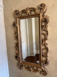 Gold Decorative Rectangular Framed Mirror - Excellent Condition