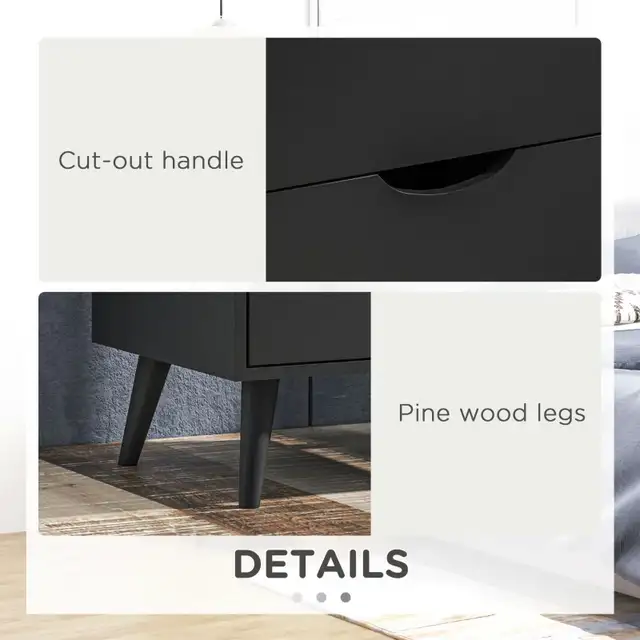 Modern Bedside Table, Nightstand with 2 Drawers and Pine Wood Le in Dressers & Wardrobes in Markham / York Region - Image 6