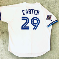 Sz 52 Russell Athletic Auth 1993 WS Joe Carter Blue Jays Jersey