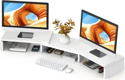 TAVR Furniture Monitor Stand Office Desktop for Monitors, White, View more