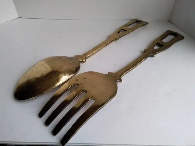 REDUCED Wall Decor Brass Fork & Spoon65561389079171127